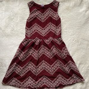 Burgundy and White Embroidered Dress